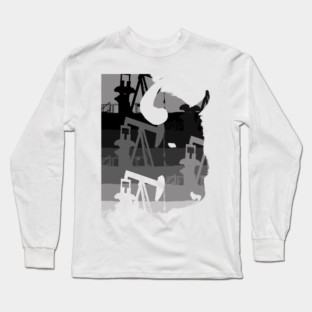 Bison Profile - Pumpjacks Long Sleeve T-Shirt by KA Textiles and Designs